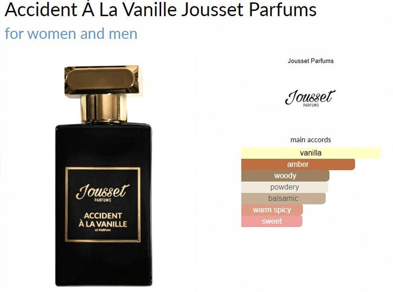 Accident À La Vanille Jousset Parfums for women and men Decant Samples - Vytrix