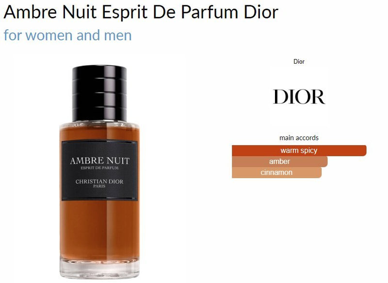 Ambre Nuit Esprit De Parfum Dior for women and men Decant Samples - Vytrix