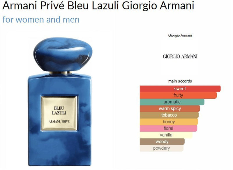 Armani Privé Bleu Lazuli Giorgio Armani for women and men Decant Samples - Vytrix