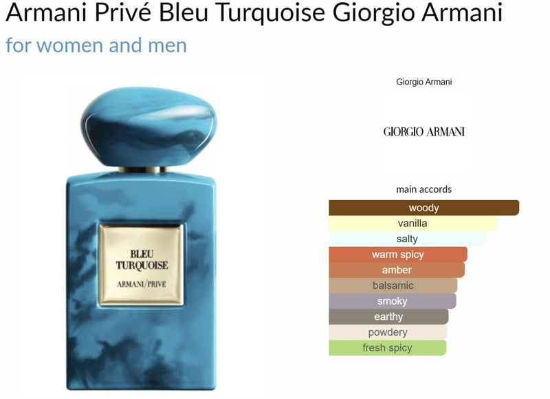 Armani Privé Bleu Turquoise Giorgio Armani for women and men Decant Samples - Vytrix