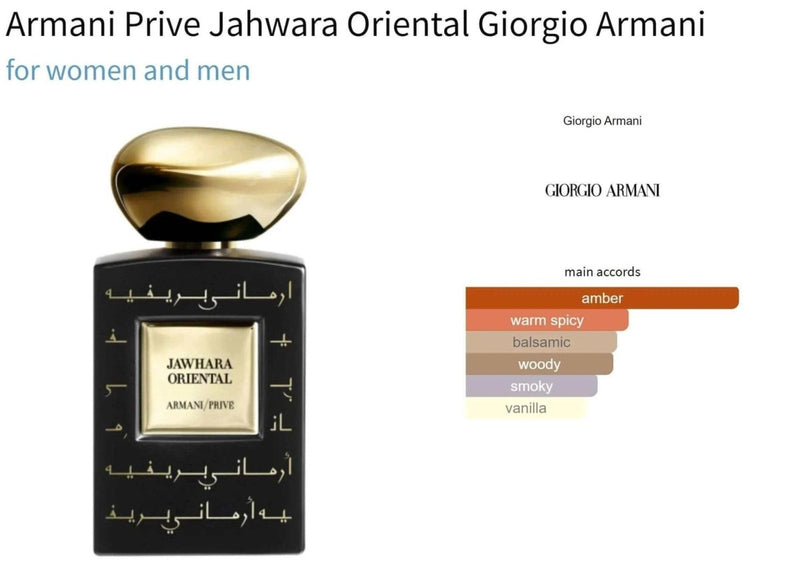 Armani Prive Jahwara Oriental Giorgio Armani for women and men Decant Fragrance Samples - Vytrix