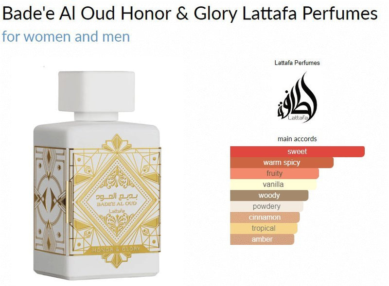 Bade'e Al Oud Honor & Glory Lattafa Perfumes for women and men Decant Samples - Vytrix