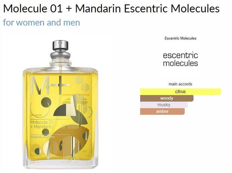 Molecule 01 + Mandarin Escentric Molecules for women and men Decant Samples - Vytrix