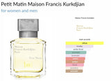 Petit Matin Maison Francis Kurkdjian for women and men - Vytrix