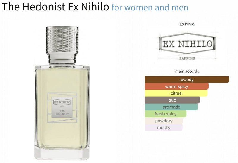 The Hedonist Ex Nihilo for women and men Decant Samples - Vytrix