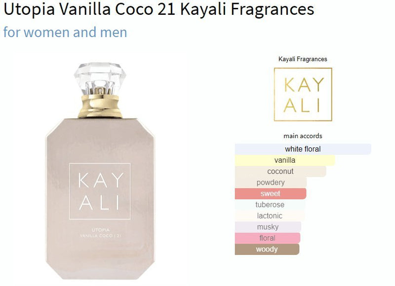 Utopia Vanilla Coco 21 Kayali Fragrances for women and men Decant Samples - Vytrix