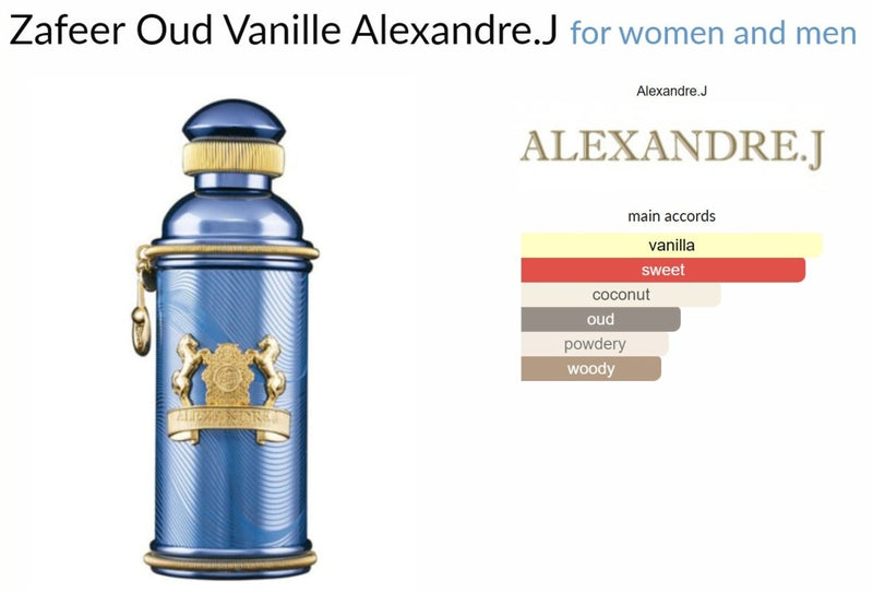 Zafeer Oud Vanille Alexandre.J for women and men Decant Samples - Vytrix